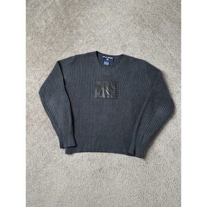 Vintage Women's Sweater 90s Polo Sport Ralph Lauren leather American Flag Size M